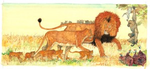 Illustration from "The Lion & the Mouse," Jerry Pinkney, 2009.