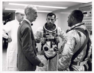 Photo of Norman Rockwell with astronauts Grissom and Young, 1964. Courtesy of NASA. All rights reserved.