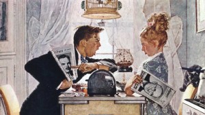 “Breakfast Table Political Argument” (detail), Norman Rockwell, 1948. Norman Rockwell Museum Digital Collections. ©1948 SEPS: Curtis Publishing, Indianapolis, IN.