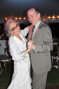 Marge Champion, the original live reference model for Walt Disney's "Snow White and the Seven Dwarfs," dances with Norton Owen, Jacob Pillow's Director of Preservation, at the opening of "Snow White and the Seven Dwarfs: The Creation of a Classic" at Norman Rockwell Museum, June 8, 2013. Photo by Jeremy Clowe for Norman Rockwell Museum. Photo ©Norman Rockwell Museum. All rights reserved.