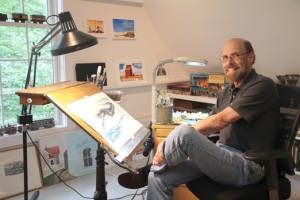 Photo of illustrator Wendell Minor in his Washington, Connecticut