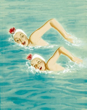 Al Parker (1906-1985), "Mother and Daughter Swimming," 1940